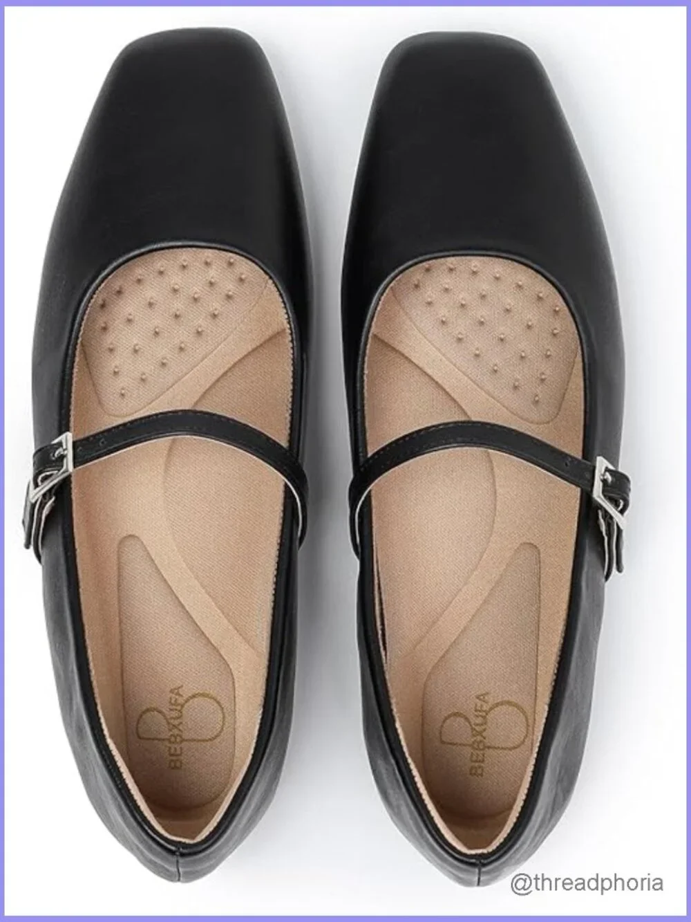 Women's Square Toe Mary Jane Ballet Flats with Adjustable Strap Slip On Work - Picture 1 of 7